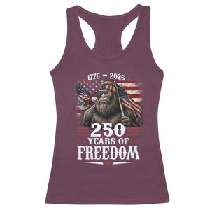 Bigfoot 250 Years Of Freedom Racerback Tank Top Patriotic Sasquatch Lover TS12 Maroon Print Your Wear