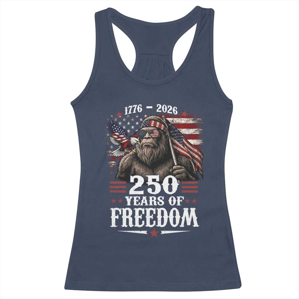 Bigfoot 250 Years Of Freedom Racerback Tank Top Patriotic Sasquatch Lover TS12 Navy Print Your Wear