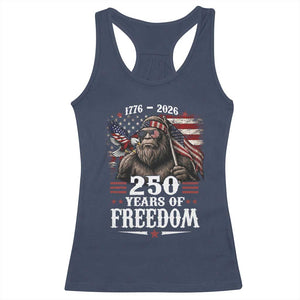 Bigfoot 250 Years Of Freedom Racerback Tank Top Patriotic Sasquatch Lover TS12 Navy Print Your Wear