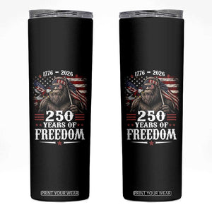 Bigfoot 250 Years Of Freedom Skinny Tumbler Patriotic Sasquatch Lover TS12 Black Print Your Wear