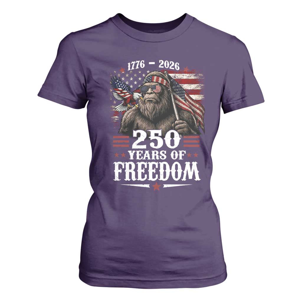 Bigfoot 250 Years Of Freedom T Shirt For Women Patriotic Sasquatch Lover TS12 Purple Print Your Wear