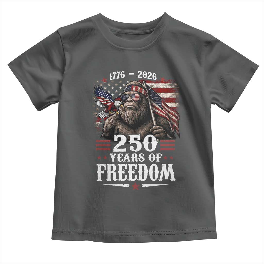 Bigfoot 250 Years Of Freedom Toddler T Shirt Patriotic Sasquatch Lover TS12 Dark Heather Print Your Wear