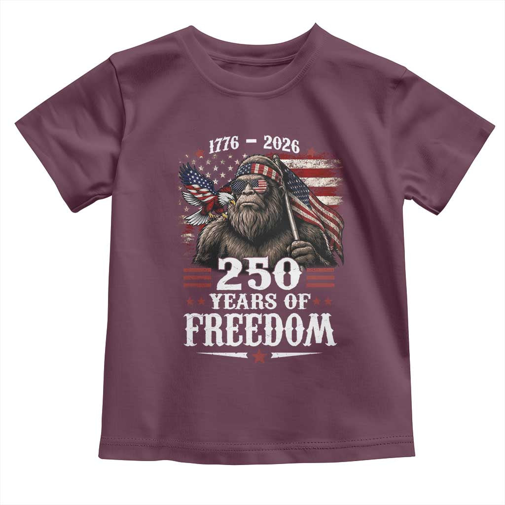 Bigfoot 250 Years Of Freedom Toddler T Shirt Patriotic Sasquatch Lover TS12 Maroon Print Your Wear