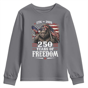 Bigfoot 250 Years Of Freedom Youth Sweatshirt Patriotic Sasquatch Lover TS12 Charcoal Print Your Wear