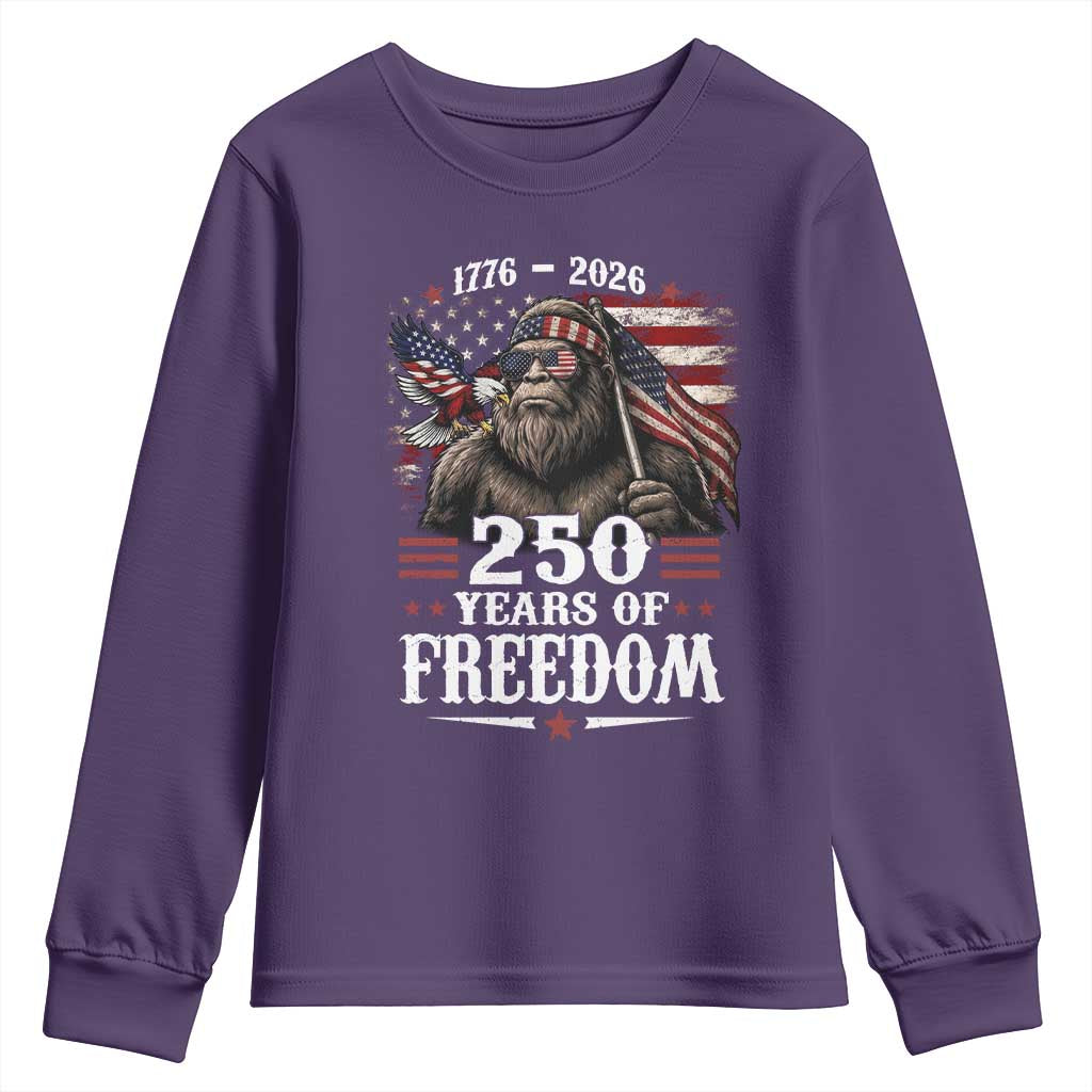 Bigfoot 250 Years Of Freedom Youth Sweatshirt Patriotic Sasquatch Lover TS12 Purple Print Your Wear
