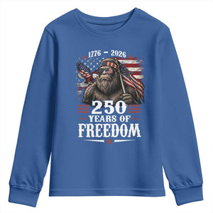 Bigfoot 250 Years Of Freedom Youth Sweatshirt Patriotic Sasquatch Lover TS12 Royal Blue Print Your Wear
