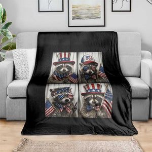 Funny Patriotic Raccoon Selfie Throw Blanket USA Flag Red White And Blue Graphic TS12 Print Your Wear