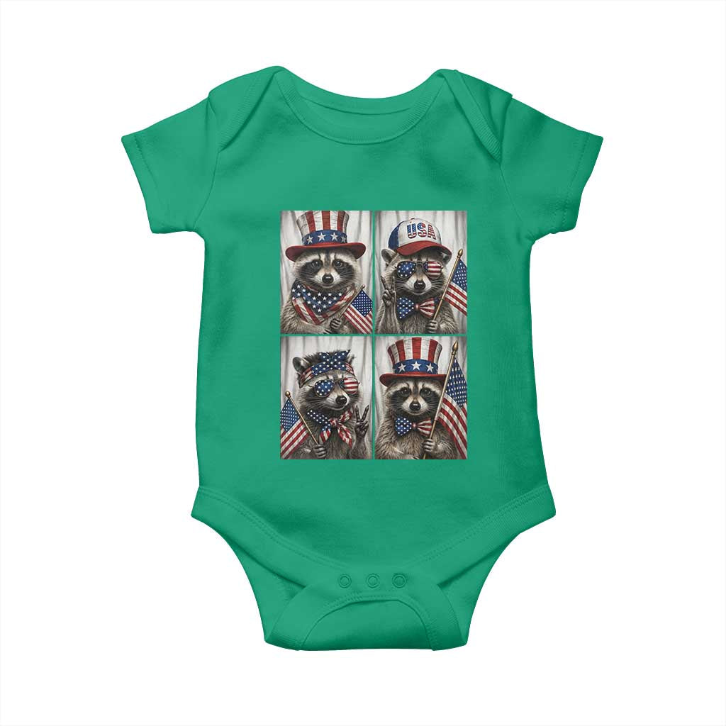 Funny Patriotic Raccoon Selfie Baby Onesie USA Flag Red White And Blue Graphic TS12 Irish Green Print Your Wear