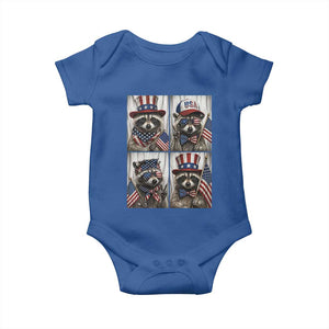 Funny Patriotic Raccoon Selfie Baby Onesie USA Flag Red White And Blue Graphic TS12 Royal Blue Print Your Wear