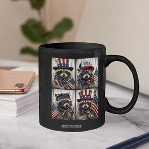 Funny Patriotic Raccoon Selfie Coffee Mug USA Flag Red White And Blue Graphic TS12 Print Your Wear