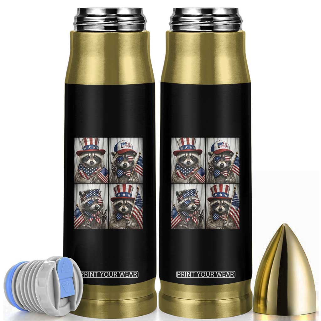 Funny Patriotic Raccoon Selfie Bullet Tumbler USA Flag Red White And Blue Graphic TS12 Black Print Your Wear