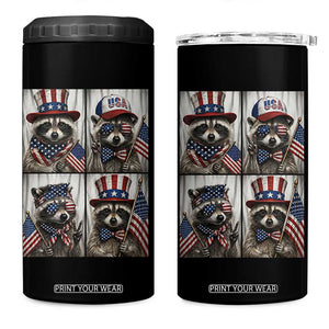 Funny Patriotic Raccoon Selfie 4 in 1 Can Cooler Tumbler USA Flag Red White And Blue Graphic TS12 One Size: 16 oz Black Print Your Wear