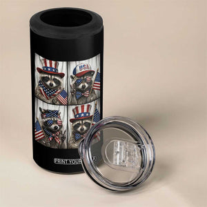 Funny Patriotic Raccoon Selfie 4 in 1 Can Cooler Tumbler USA Flag Red White And Blue Graphic TS12 Print Your Wear