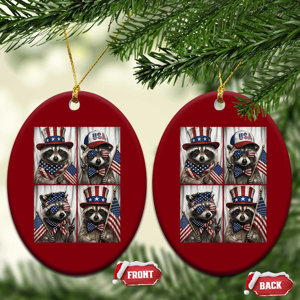 Funny Patriotic Raccoon Selfie Ceramic Ornament USA Flag Red White And Blue Graphic TS12 Print Your Wear
