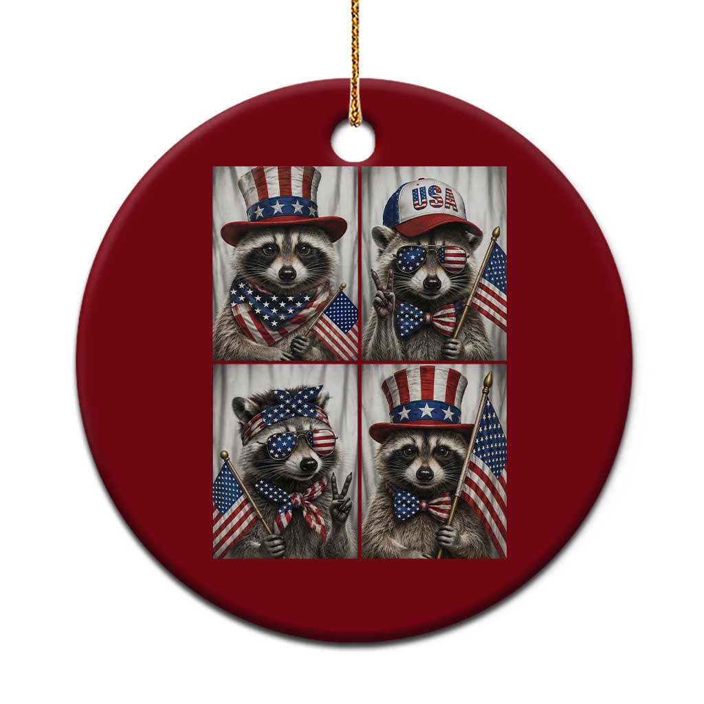 Funny Patriotic Raccoon Selfie Ceramic Ornament USA Flag Red White And Blue Graphic TS12 1pc Red Print Your Wear