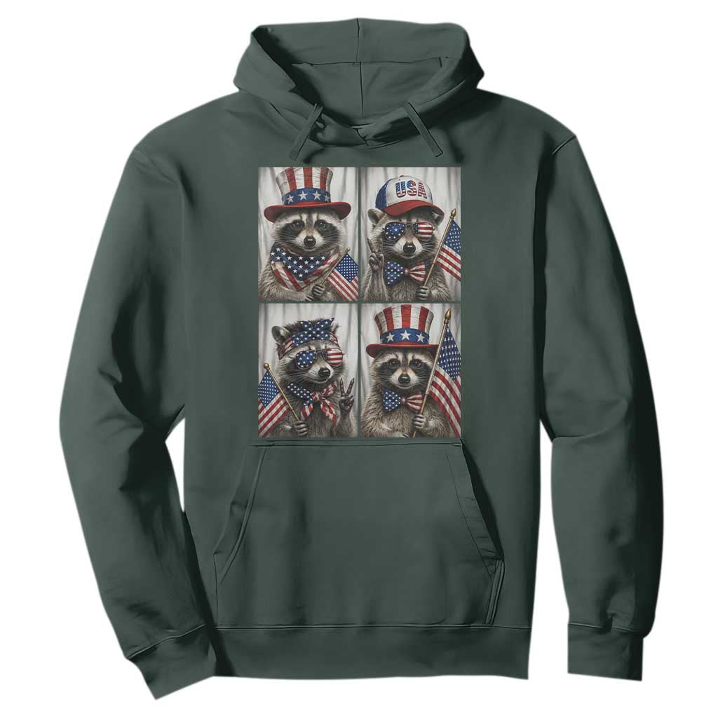 Funny Patriotic Raccoon Selfie Hoodie USA Flag Red White And Blue Graphic