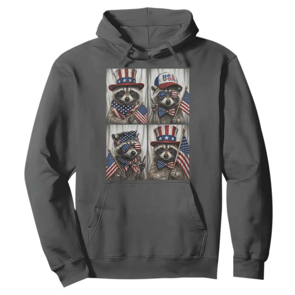 Funny Patriotic Raccoon Selfie Hoodie USA Flag Red White And Blue Graphic
