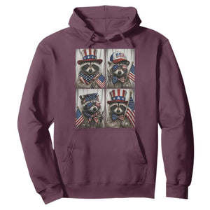 Funny Patriotic Raccoon Selfie Hoodie USA Flag Red White And Blue Graphic