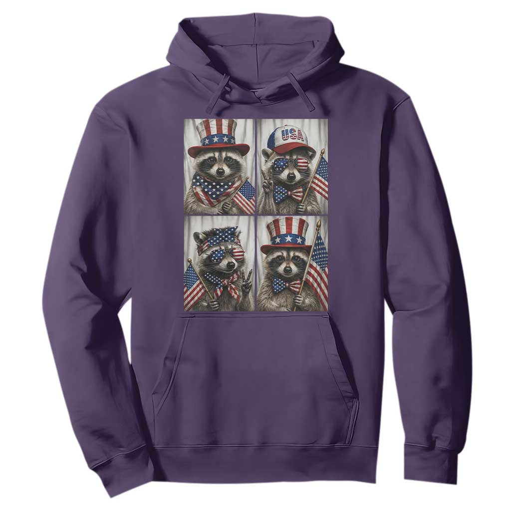Funny Patriotic Raccoon Selfie Hoodie USA Flag Red White And Blue Graphic