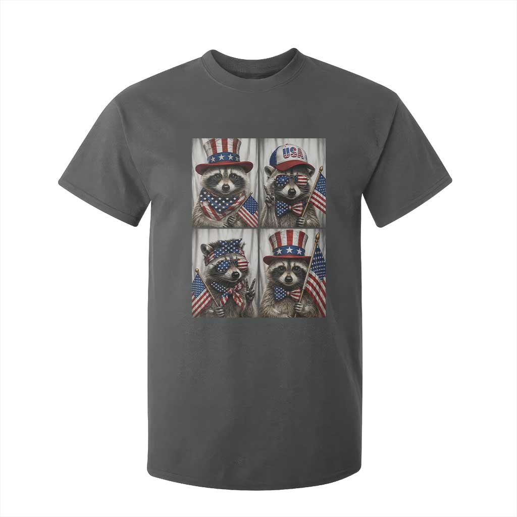 Funny Patriotic Raccoon Selfie T Shirt For Kid USA Flag Red White And Blue Graphic