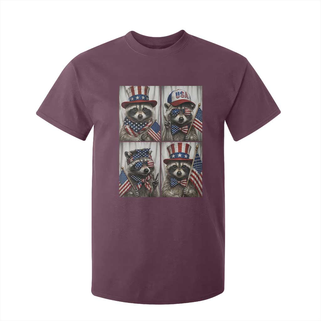 Funny Patriotic Raccoon Selfie T Shirt For Kid USA Flag Red White And Blue Graphic