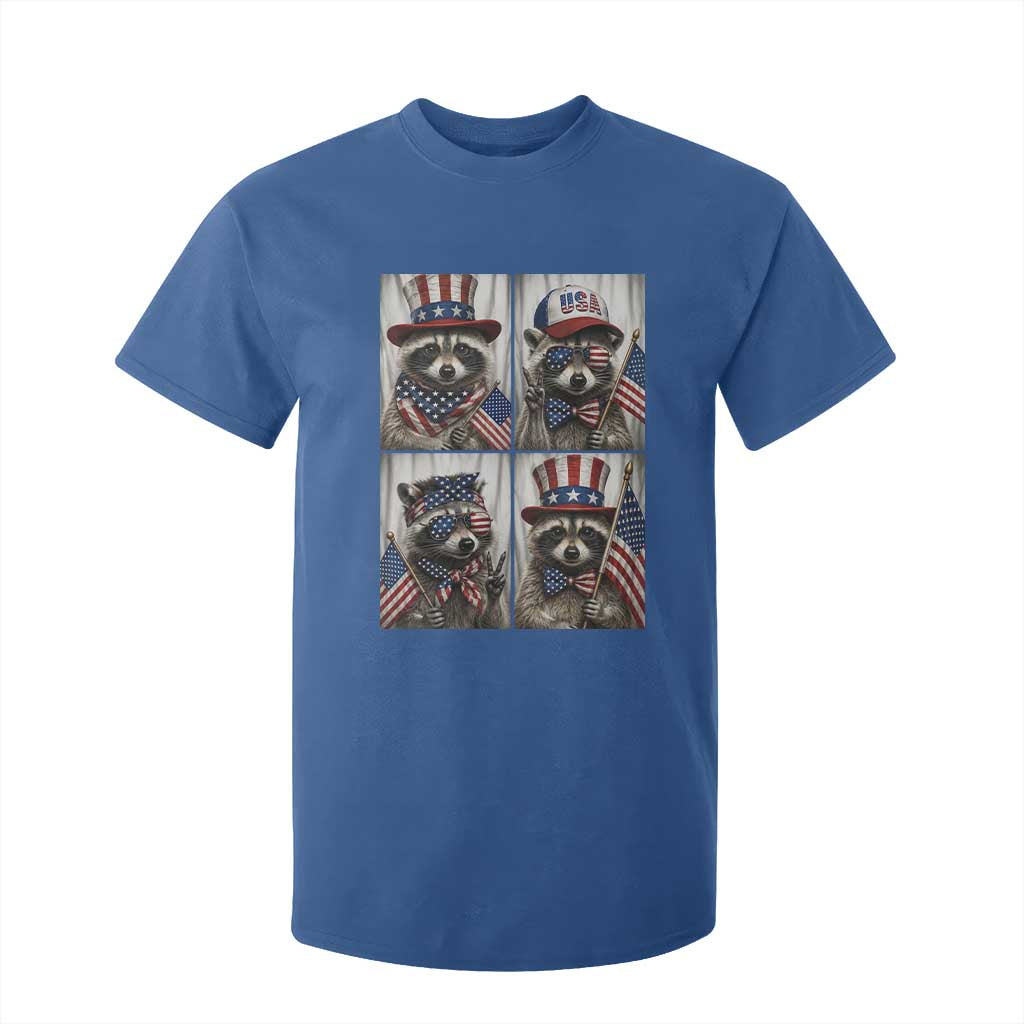 Funny Patriotic Raccoon Selfie T Shirt For Kid USA Flag Red White And Blue Graphic