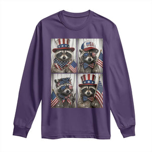 Funny Patriotic Raccoon Selfie Long Sleeve Shirt USA Flag Red White And Blue Graphic