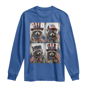 Funny Patriotic Raccoon Selfie Long Sleeve Shirt USA Flag Red White And Blue Graphic