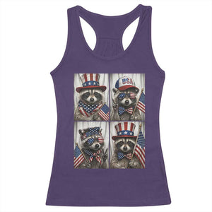 Funny Patriotic Raccoon Selfie Racerback Tank Top USA Flag Red White And Blue Graphic TS12 Purple Print Your Wear