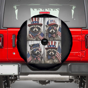 Funny Patriotic Raccoon Selfie Spare Tire Cover USA Flag Red White And Blue Graphic TS12 Black Print Your Wear