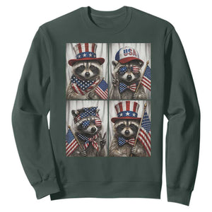 Funny Patriotic Raccoon Selfie Sweatshirt USA Flag Red White And Blue Graphic