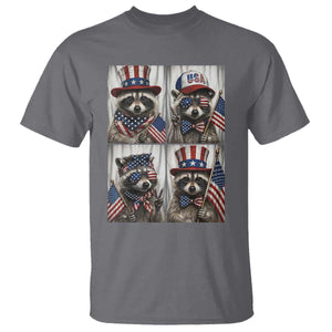 Funny Patriotic Raccoon Selfie T Shirt USA Flag Red White And Blue Graphic TS12 Charcoal Print Your Wear