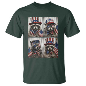 Funny Patriotic Raccoon Selfie T Shirt USA Flag Red White And Blue Graphic TS12 Dark Forest Green Print Your Wear