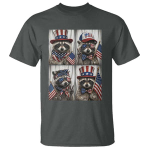 Funny Patriotic Raccoon Selfie T Shirt USA Flag Red White And Blue Graphic TS12 Dark Heather Print Your Wear