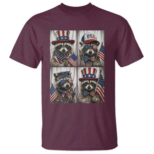 Funny Patriotic Raccoon Selfie T Shirt USA Flag Red White And Blue Graphic TS12 Maroon Print Your Wear