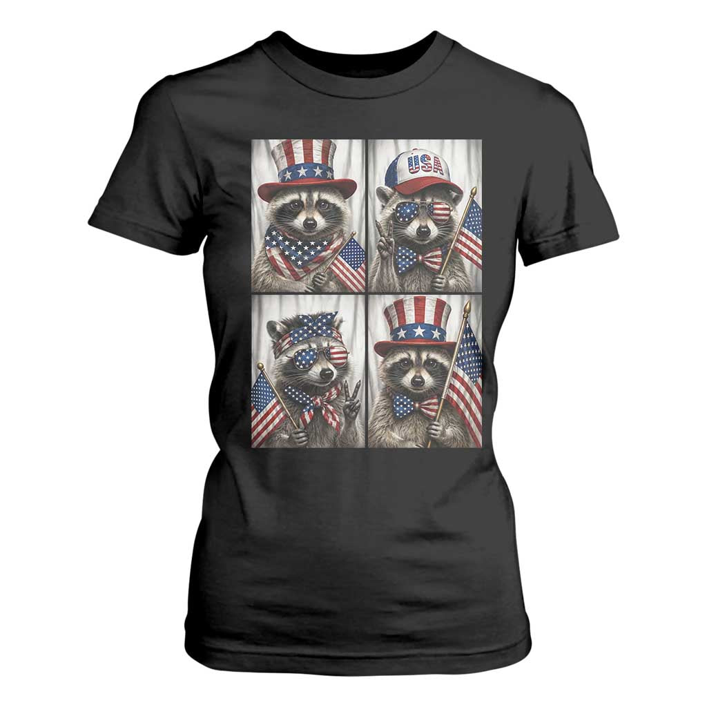 Funny Patriotic Raccoon Selfie T Shirt For Women USA Flag Red White And Blue Graphic TS12 Black Print Your Wear