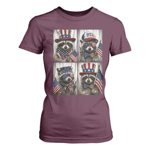 Funny Patriotic Raccoon Selfie T Shirt For Women USA Flag Red White And Blue Graphic TS12 Maroon Print Your Wear