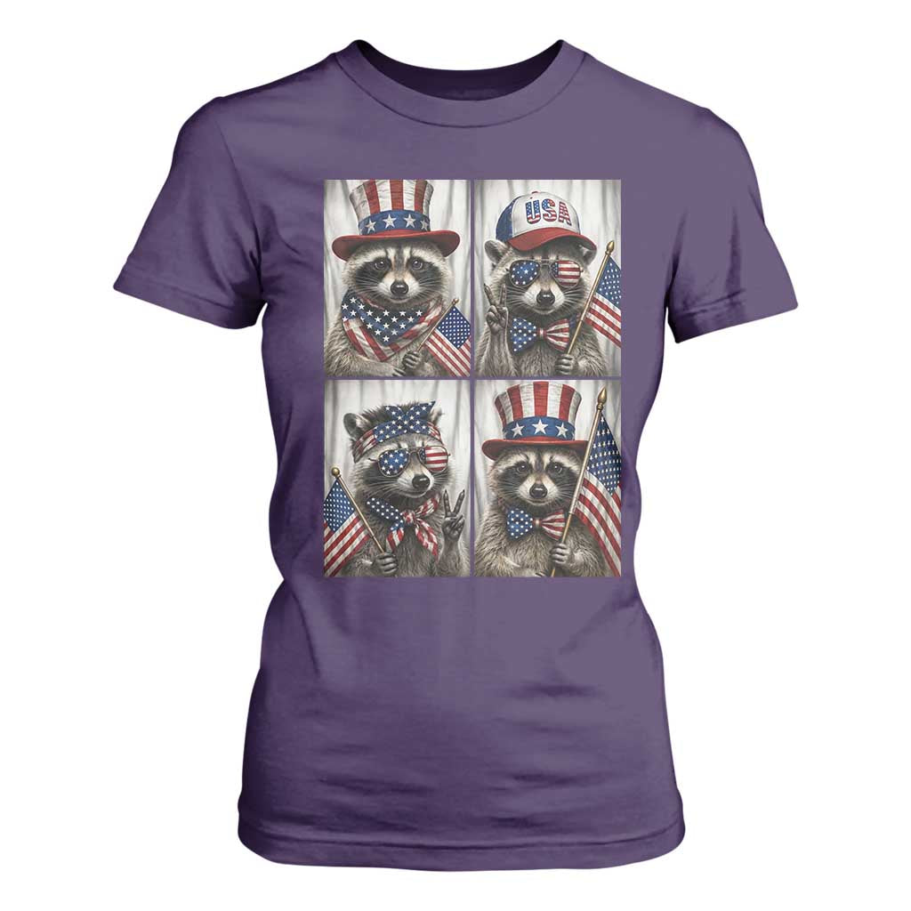 Funny Patriotic Raccoon Selfie T Shirt For Women USA Flag Red White And Blue Graphic TS12 Purple Print Your Wear