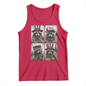 Funny Patriotic Raccoon Selfie Tank Top USA Flag Red White And Blue Graphic TS12 Red Print Your Wear