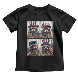 Funny Patriotic Raccoon Selfie Toddler T Shirt USA Flag Red White And Blue Graphic TS12 Black Print Your Wear