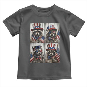 Funny Patriotic Raccoon Selfie Toddler T Shirt USA Flag Red White And Blue Graphic TS12 Dark Heather Print Your Wear