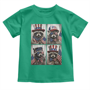 Funny Patriotic Raccoon Selfie Toddler T Shirt USA Flag Red White And Blue Graphic TS12 Irish Green Print Your Wear