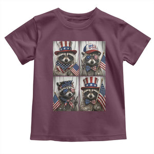 Funny Patriotic Raccoon Selfie Toddler T Shirt USA Flag Red White And Blue Graphic TS12 Maroon Print Your Wear
