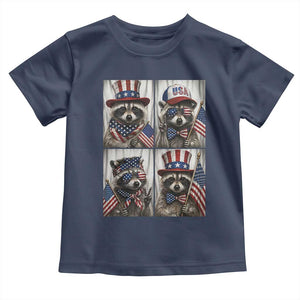 Funny Patriotic Raccoon Selfie Toddler T Shirt USA Flag Red White And Blue Graphic TS12 Navy Print Your Wear