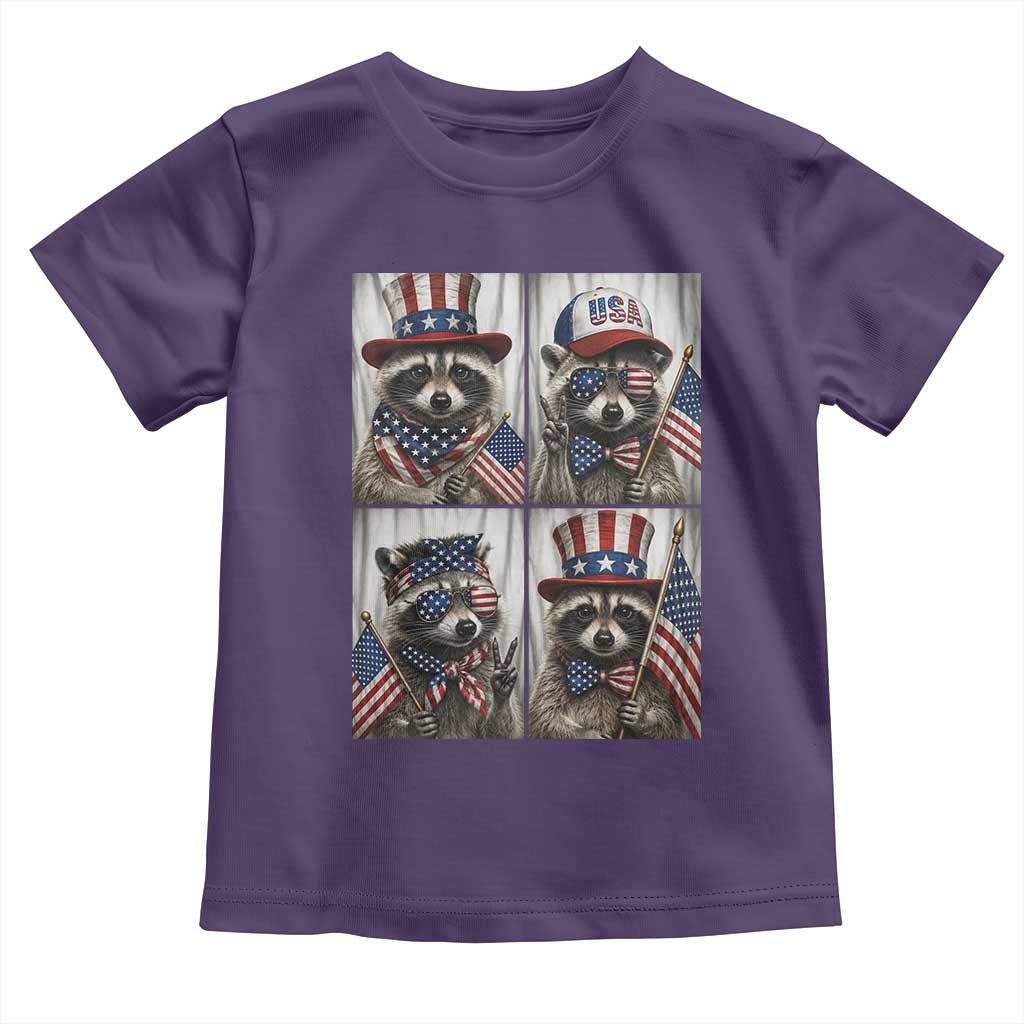 Funny Patriotic Raccoon Selfie Toddler T Shirt USA Flag Red White And Blue Graphic TS12 Purple Print Your Wear