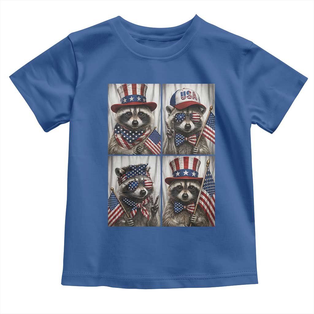 Funny Patriotic Raccoon Selfie Toddler T Shirt USA Flag Red White And Blue Graphic TS12 Royal Blue Print Your Wear