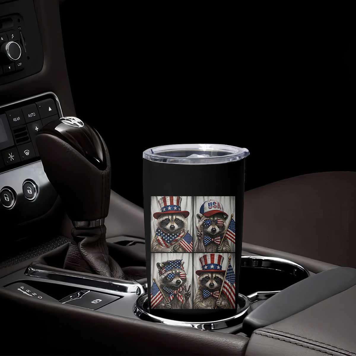 Funny Patriotic Raccoon Selfie Tumbler Cup USA Flag Red White And Blue Graphic