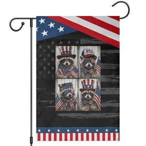 Funny Raccoon Selfie Patriotic Garden Flag USA Flag Red White And Blue Graphic TS12 Distressed Black Blue Print Your Wear