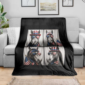 Patriotic Horse Selfie Squad Throw Blanket USA Flag Red White And Blue Graphic TS12 Print Your Wear