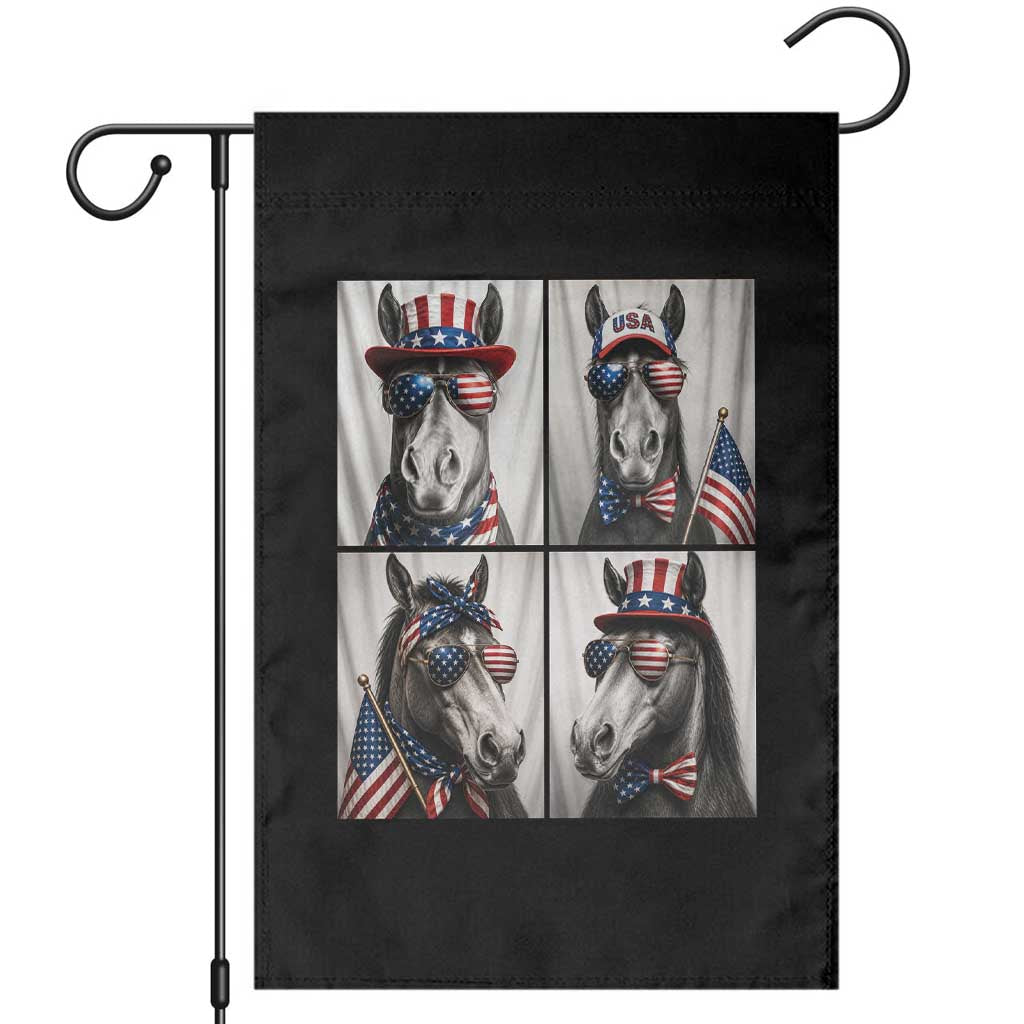 Patriotic Horse Selfie Squad Garden Flag USA Flag Red White And Blue Graphic TS12 Black Print Your Wear